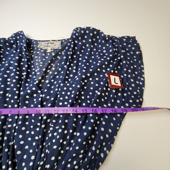NEW Blue and White Polka Dot Rayon Romper Dress  Size L  Size XL - nwot - Picture 15 of 16